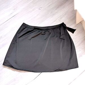 Vintage MAXINE Black Faux Wrap Swim Skirt Coverup Decorative Side Tie Size Large